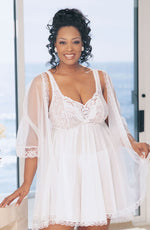 Shirley of Hollywood Plus Size White 3 Piece Babydoll