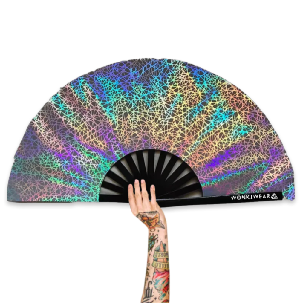 XL Festival Handheld Fan - Flash Reflective, Silver Web