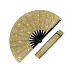 XL Festival Handheld Fan - Glitter, Gold Rush with matching Leg Holster