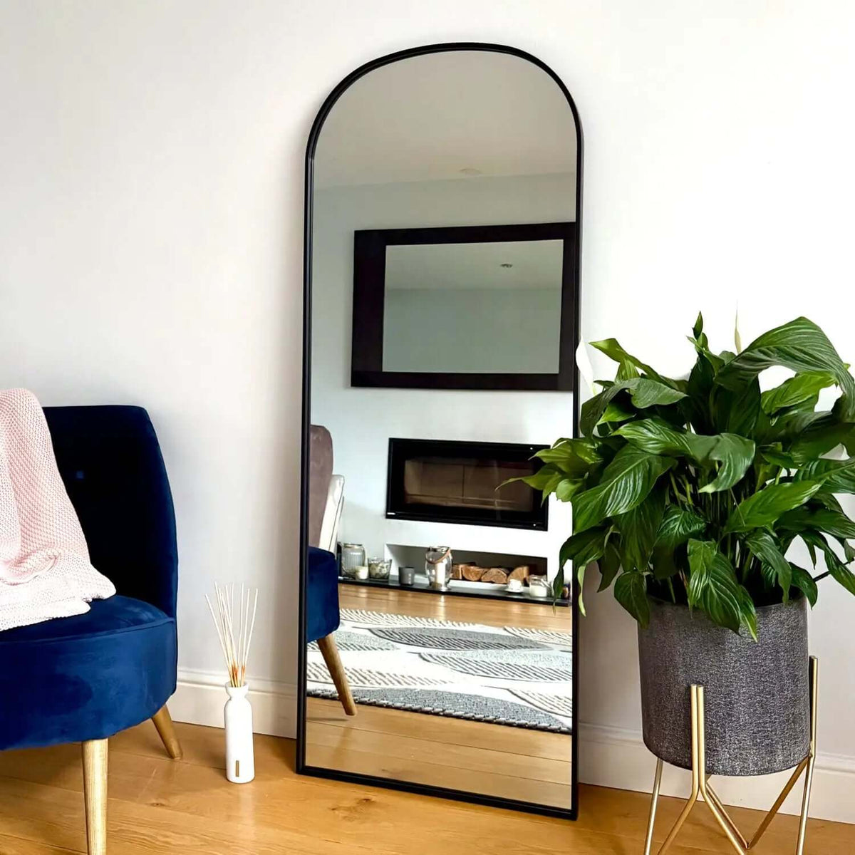 Yōko- Black Metal Gentle Arch Mirror - 150cm x 60cm,