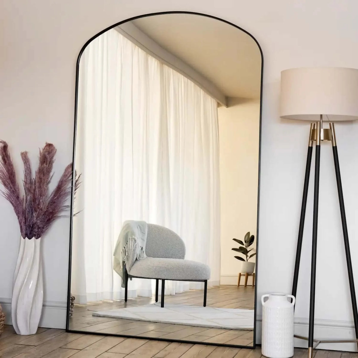 Yōko- Black Metal Gentle Arch Mirror - 180cm x 105cm