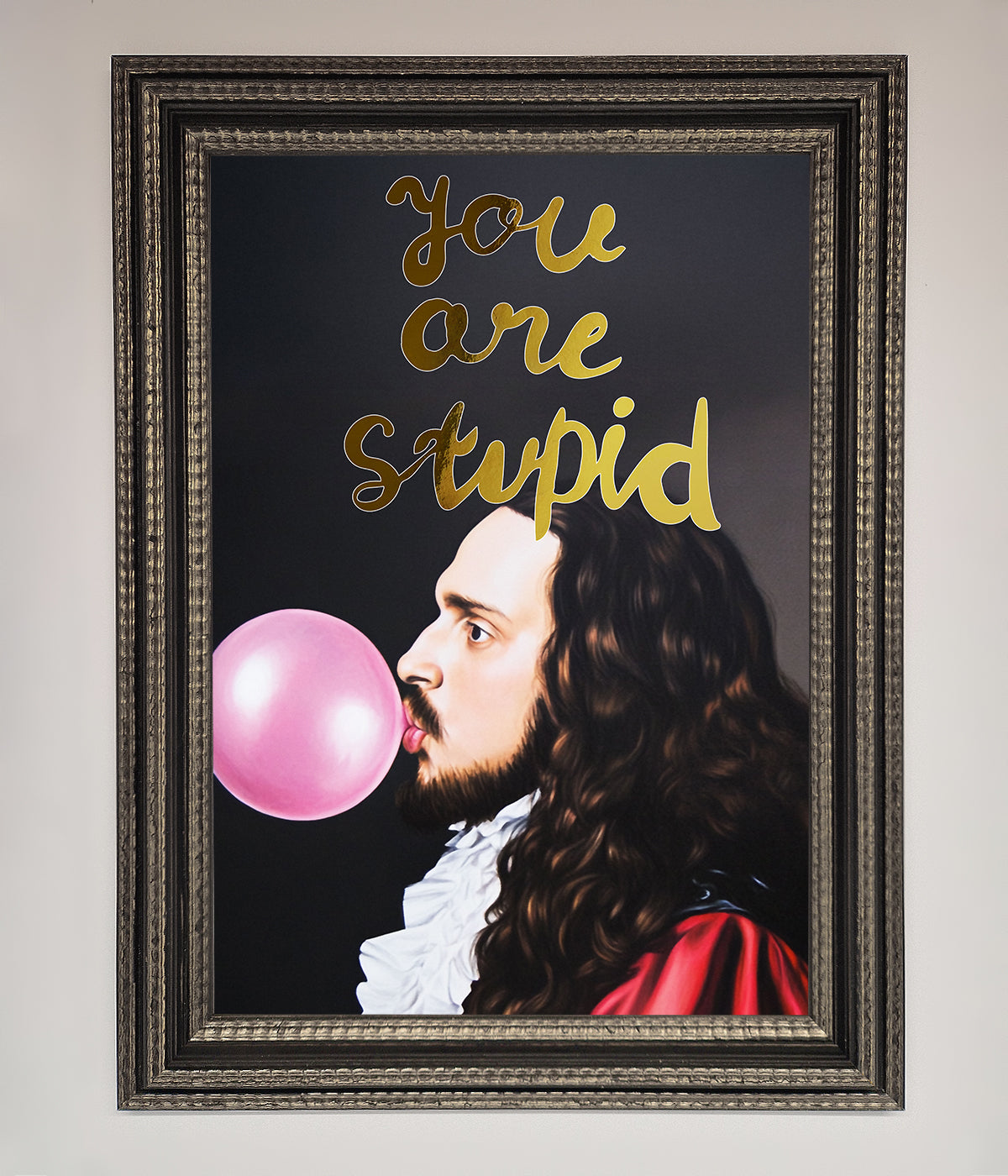 You Are Stupid Foil Print Ornate Silver Black