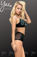 YesX Bra Brief Lingerie Set Black & Blue
