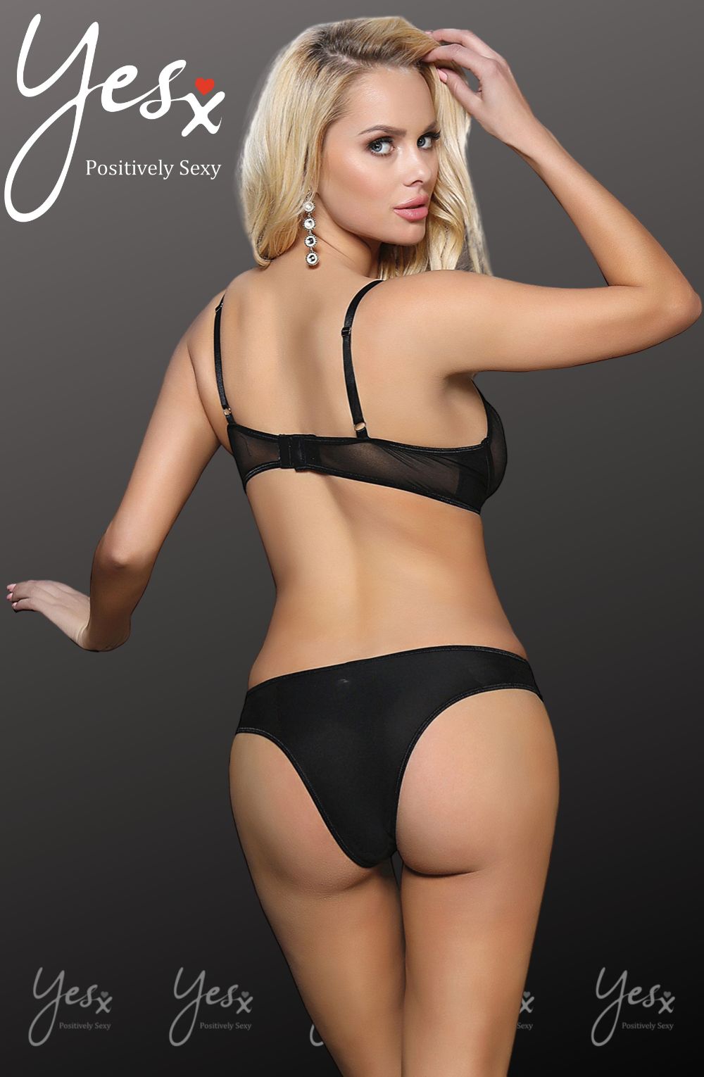 YesX Bra Lingerie Set Black