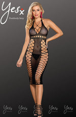 YesX Halterneck Bodystocking Erotic Dress Black One Size