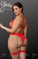 YesX Plus Size Red Bra Lingerie Set