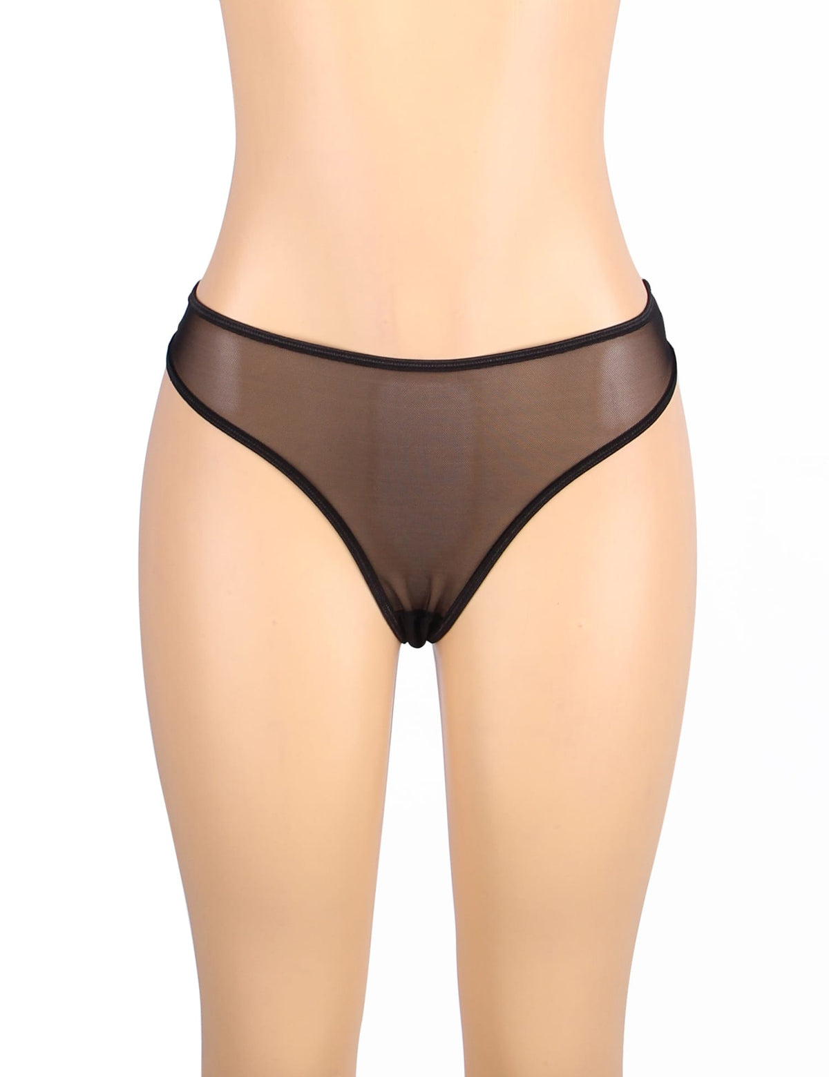 YesX Three Piece Mesh Bra Lingerie Set Black