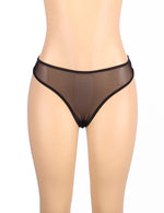 YesX Three Piece Mesh Bra Lingerie Set Black