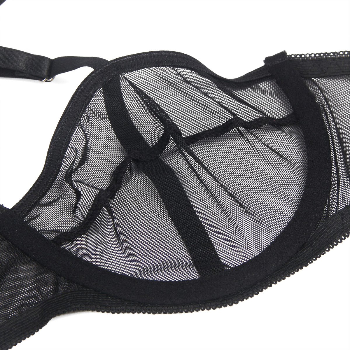YesX Three Piece Mesh Bra Lingerie Set Black