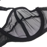 YesX Three Piece Mesh Bra Lingerie Set Black