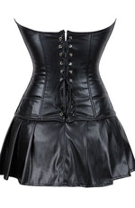YesX Black Faux Leather Corset & Skirt