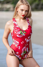 YesX One Piece Swimsuit Pink Floral