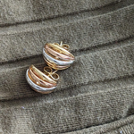 Zelle Noir Minimalist White And Gold Tone Studs Earrings