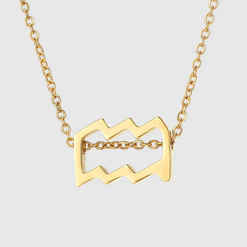 Zodiac Sign Splendour Necklace - Gold/Silver YX36093 Aquarius