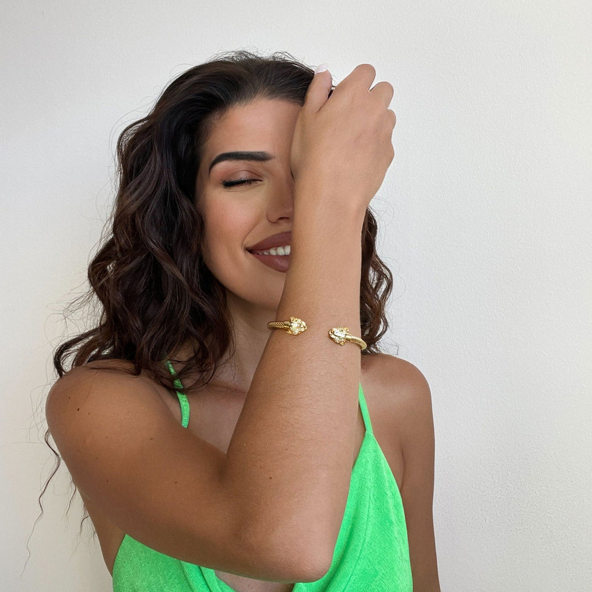 Zuri Gold Textured Panther Cuff Bangle