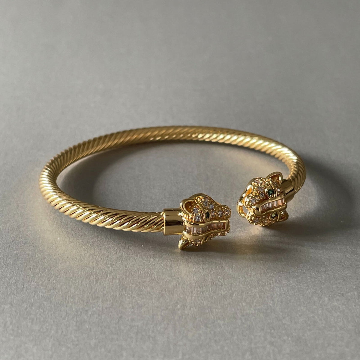 Zuri Gold Textured Panther Cuff Bangle