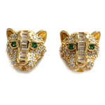 Zuri Luxe 18k Gold Plated Small Jewelled Panther Stud Earrings