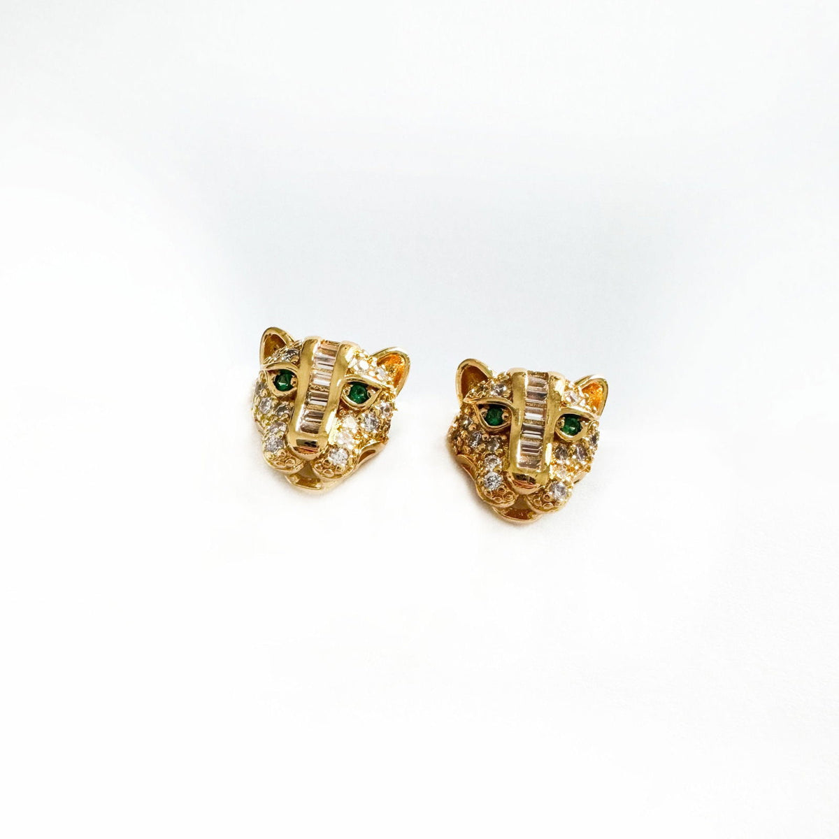 Zuri Luxe 18k Gold Plated Small Jewelled Panther Stud Earrings