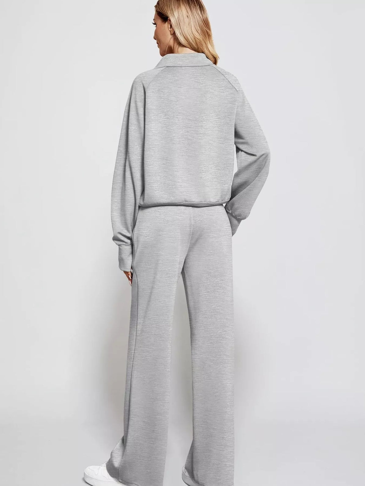 Half-Zip Sweatshirt and Wide-Leg Pants Two-piece Loungewear Set