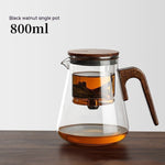 One-Click Filtering Walnut Full Glass Liner Teapot | Elegant Brewing Solution BP12 800ML