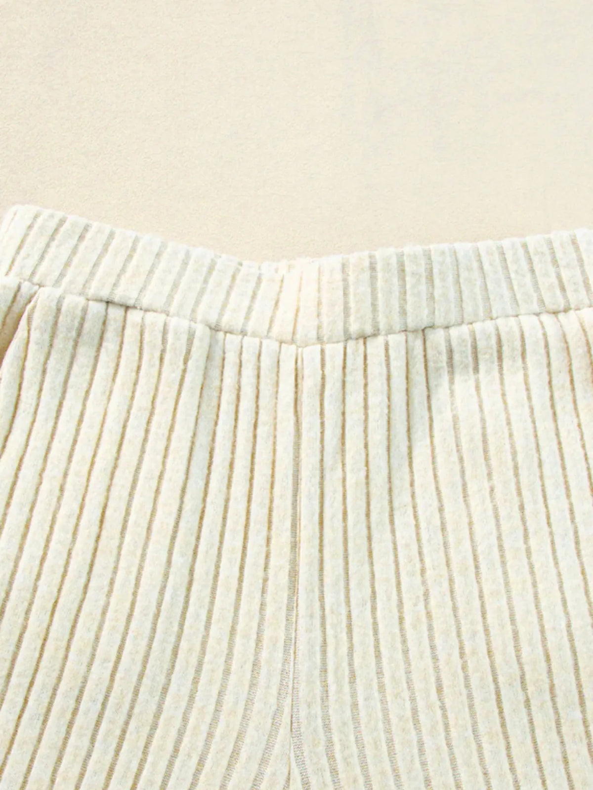 Ribbed Knit V-Neck Top and Pants Loungewear Set