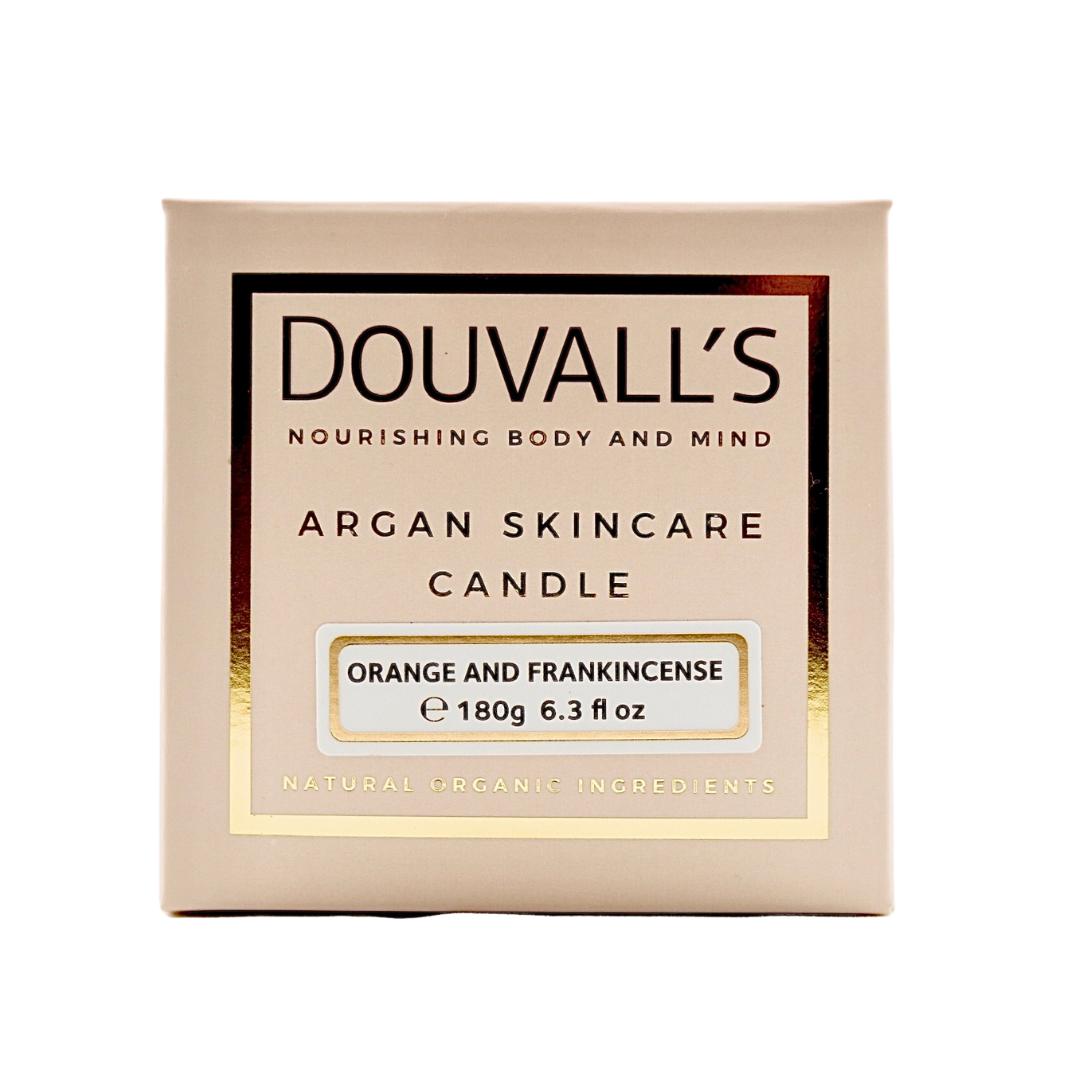 Douvall's Organic Argan Skincare Candle, Orange & Frankincense 180g | Intensely Nourishing Body Treatment