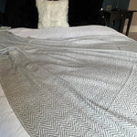100% Cashmere Blanket | Silver Grey Chevron | XL 125cm x 250cm