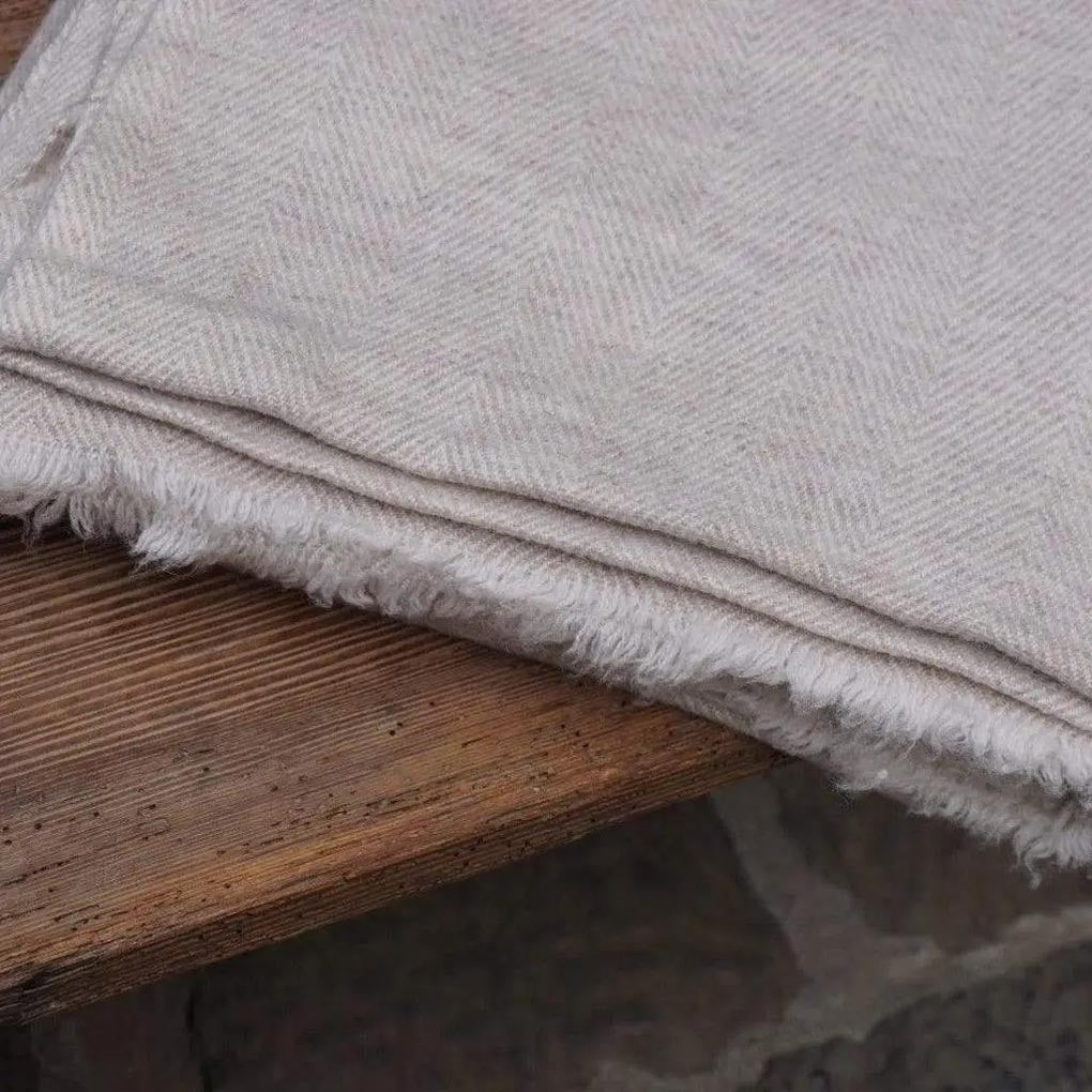 100% Cashmere Blanket | Throw | Honey Gold Fine Herringbone - 125cm x 250cm