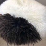 100% Genuine Real Sheepskin Seat Pad British Roundie 35cm White / Dark Browns