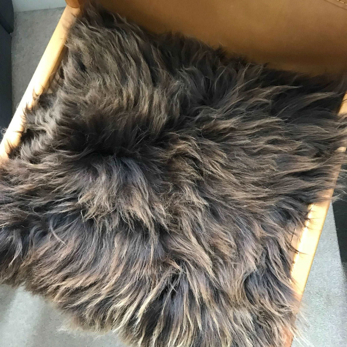 100% Real Eco Sheepskin Seat Pad British Square 37cm Natural Brown