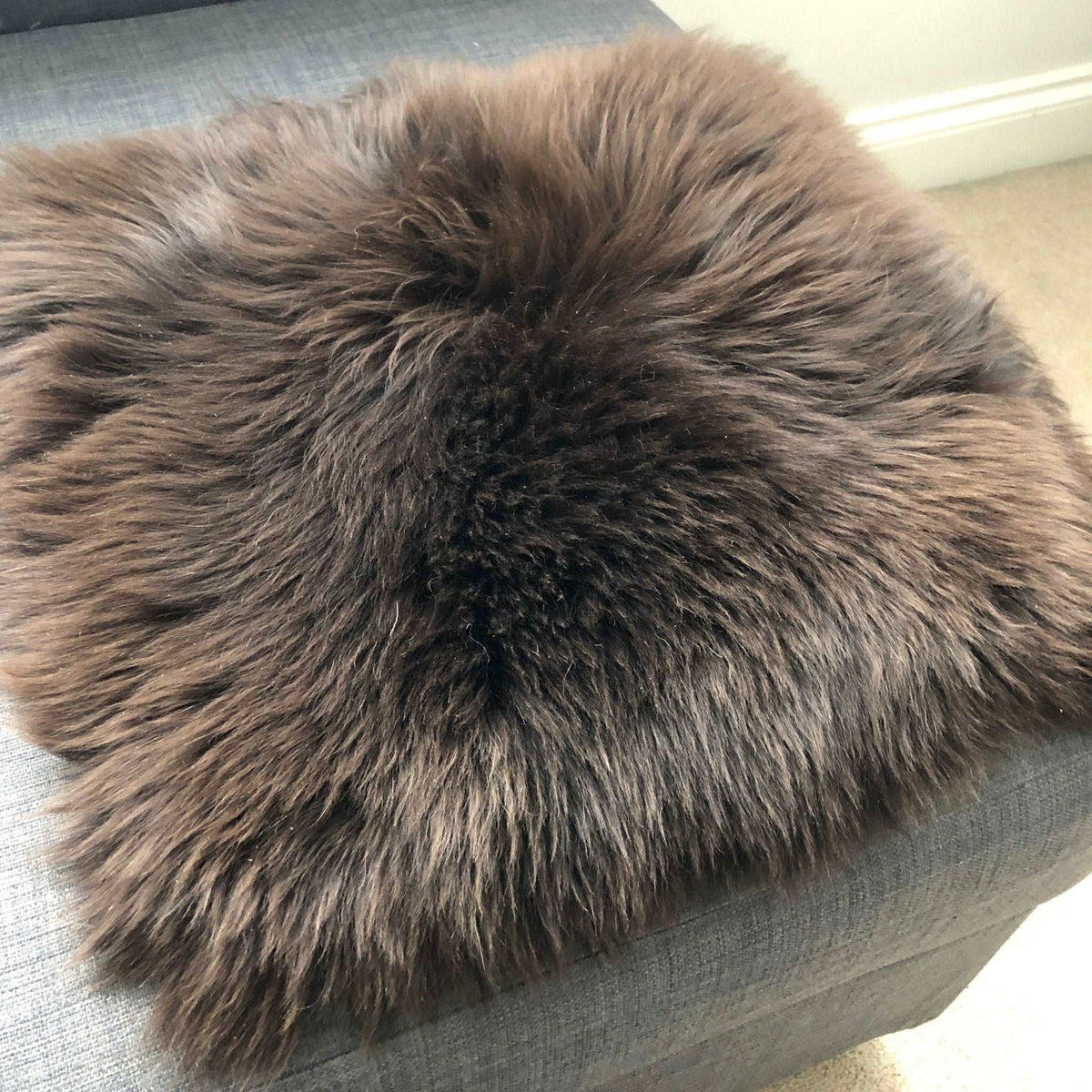 100% Real Eco Sheepskin Seat Pad British Square 37cm Natural Brown