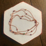 110cm Long Chain Necklace with Coloured Stones