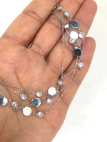 110cm Long Chain Necklace with Coloured Stones 110 cm Clear Zircon Silver