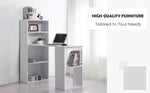 120cm Modern Computer Desk Bookshelf Study Table Workstation PC Laptop Writing Home Office 6 Shelves White