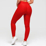 Woman Booty Lifting Anti-Cellulite Scrunch Viral Activewear Leggings Red