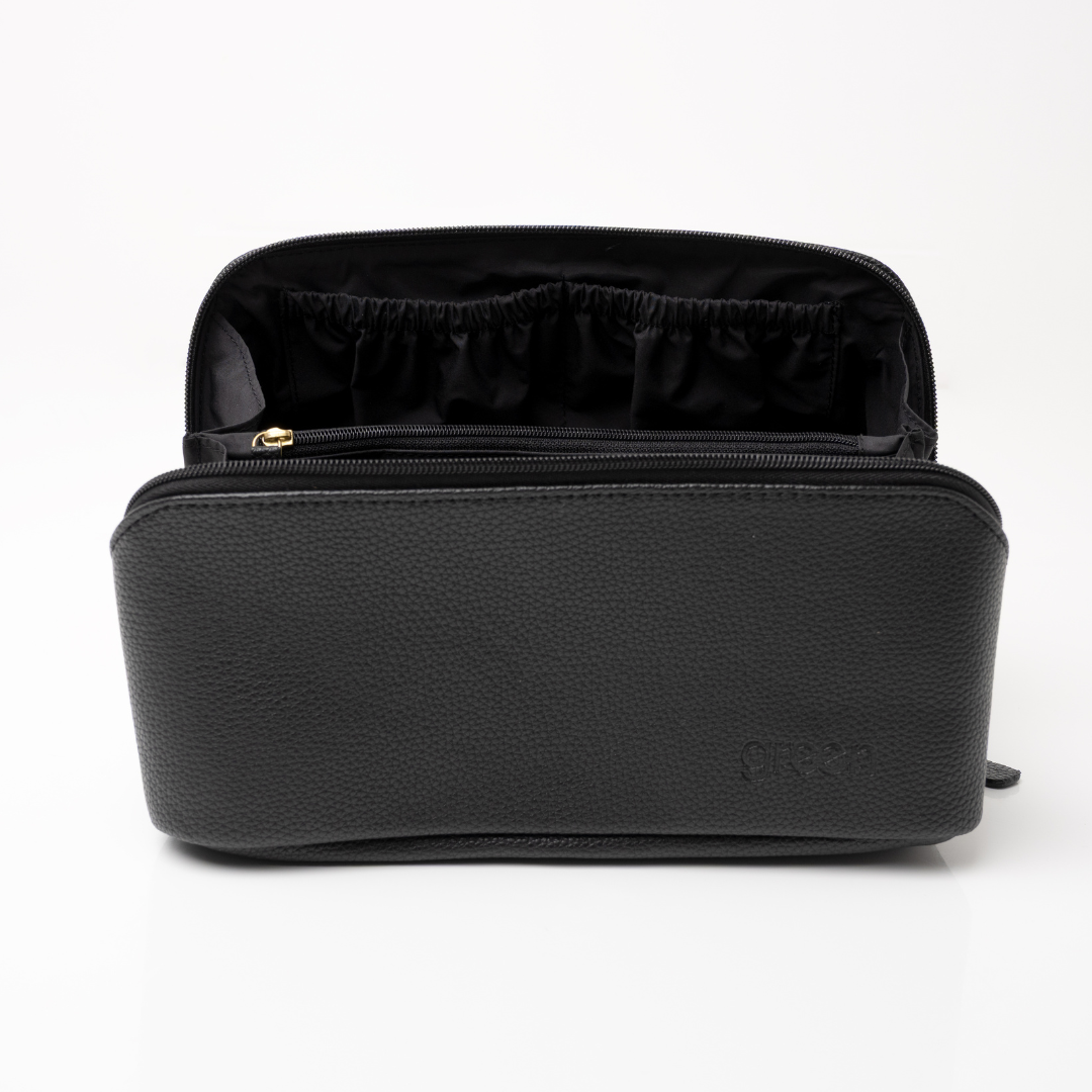 'Freya' Fold-Out Makeup Bag in Black