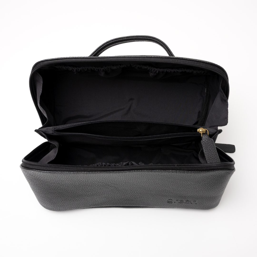 'Freya' Fold-Out Makeup Bag in Black