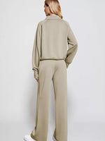 Half-Zip Sweatshirt and Wide-Leg Pants Two-piece Loungewear Set
