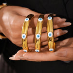 18K Gold Evil Eye Exaggerated Open Bracelet