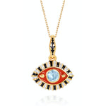 18K Gold Evil Eye Inlaid Gemstone Necklace