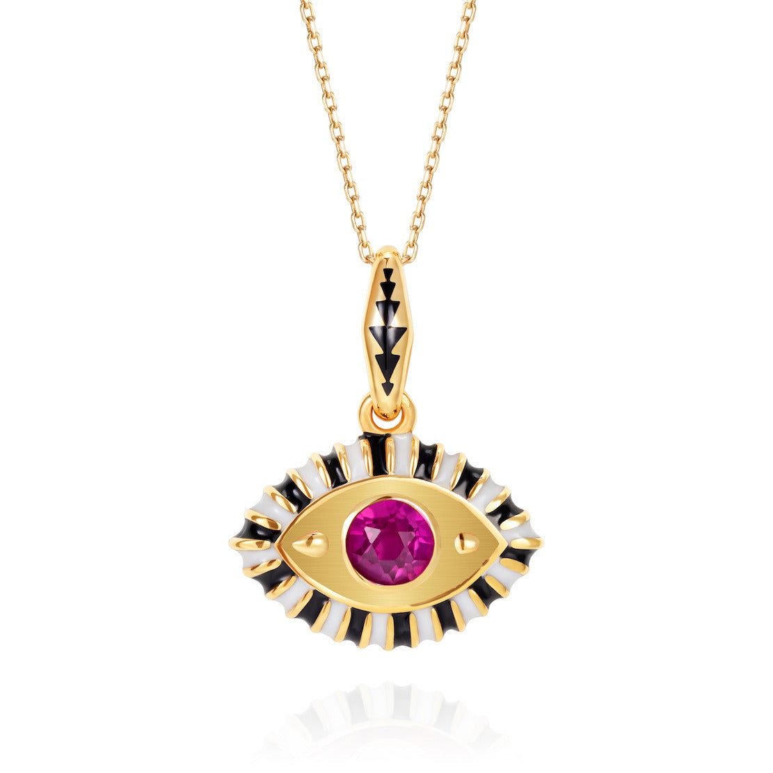 18K Gold Evil Eye Inlaid Gemstone Necklace