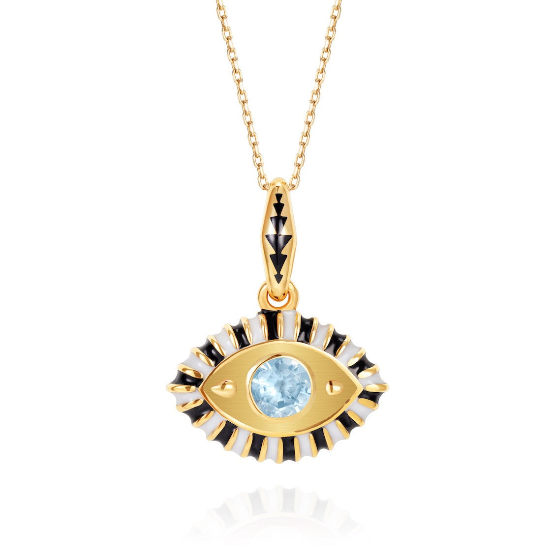 18K Gold Evil Eye Inlaid Gemstone Necklace