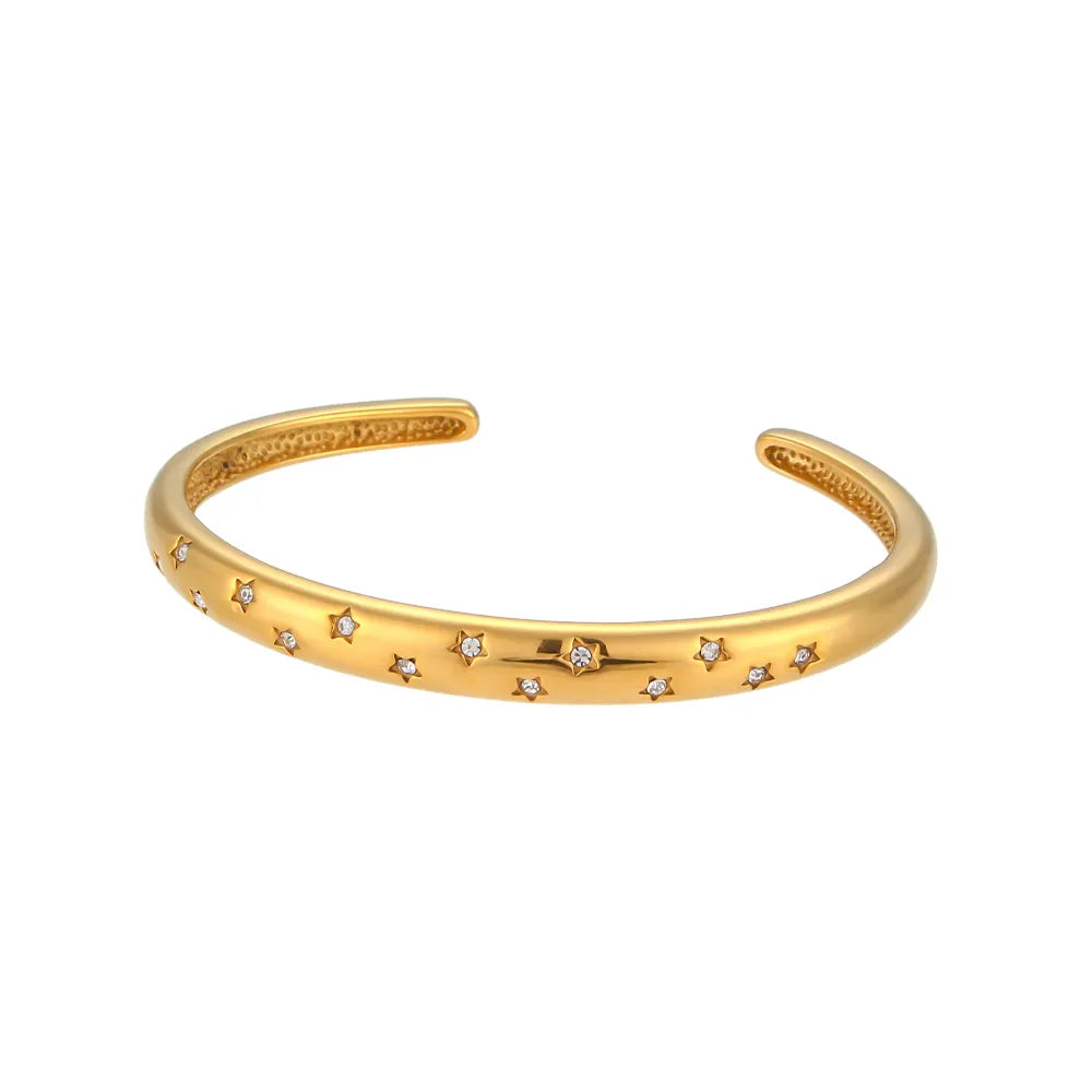 18K Gold Plated Star Cuff Bangle Bracelets B0278 Crystal