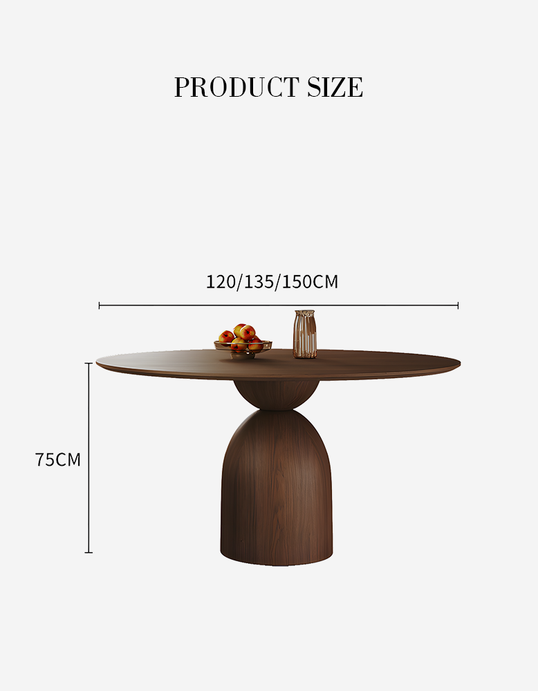 Amaia Round Pedestal Dining Table, Solid Wood, Black Or Walnut