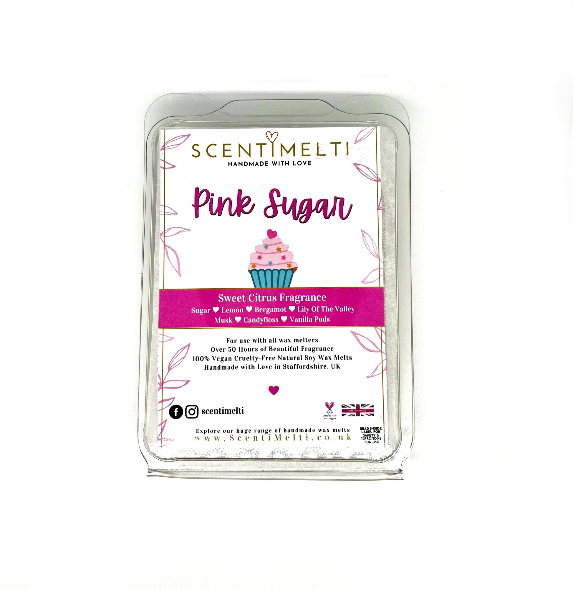 Pink Sugar Heart Clamshell Wax Melts - ScentiMelti  Pink Sugar Heart Clamshell Wax Melts