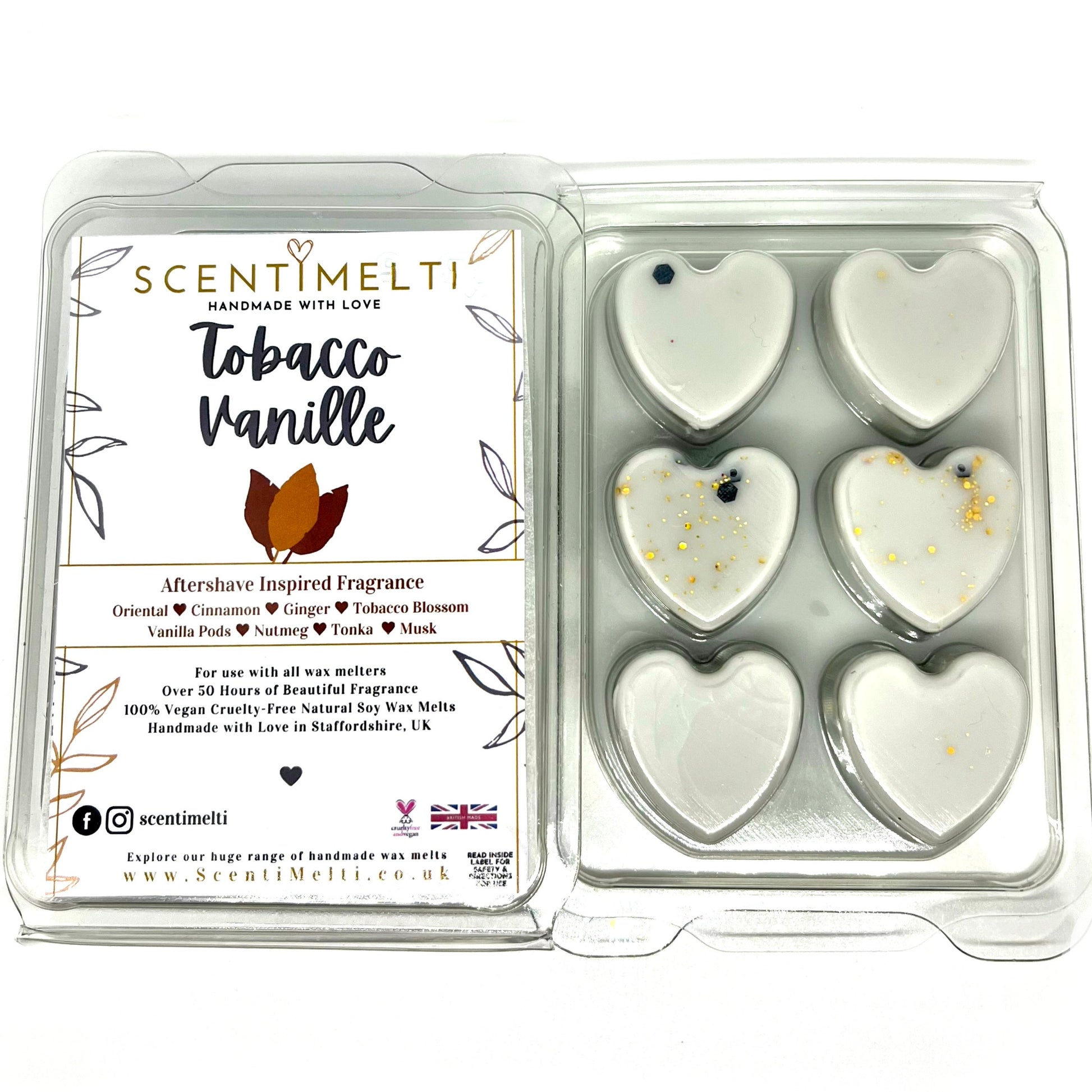 Tobacco Vanille Heart Clamshell Wax Melts - ScentiMelti  Tobacco Vanille Heart Clamshell Wax Melts