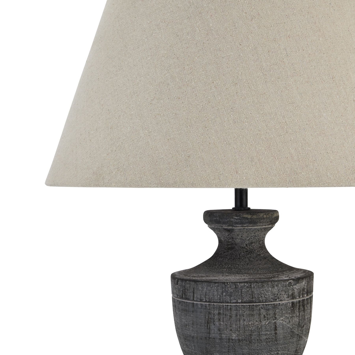 Incia Urn Wooden Table Lamp With Linen Shade