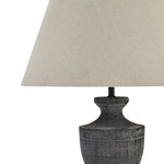 Incia Urn Wooden Table Lamp With Linen Shade