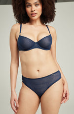 Nudea The Sheer Deco Lift Balcony Bra Navy Up to GG Cup