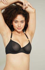 Nudea The Sheer Deco Lift Balcony Bra Black Up to GG Cup